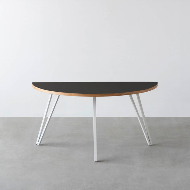 THE TABLE / 半円 × リノリウム 全32色 × White Steel