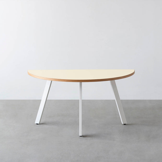 THE TABLE / 半円 × リノリウム 全32色 × White Steel