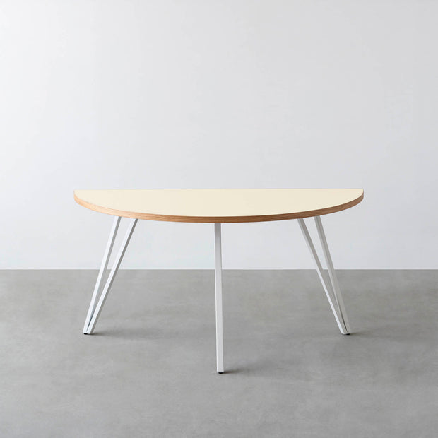 THE TABLE / 半円 × リノリウム 全32色 × White Steel
