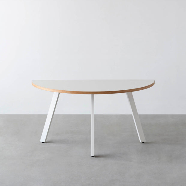 THE TABLE / 半円 × リノリウム 全32色 × White Steel