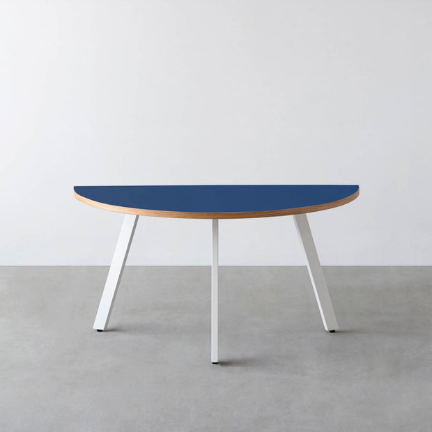 THE TABLE / 半円 × リノリウム 全32色 × White Steel