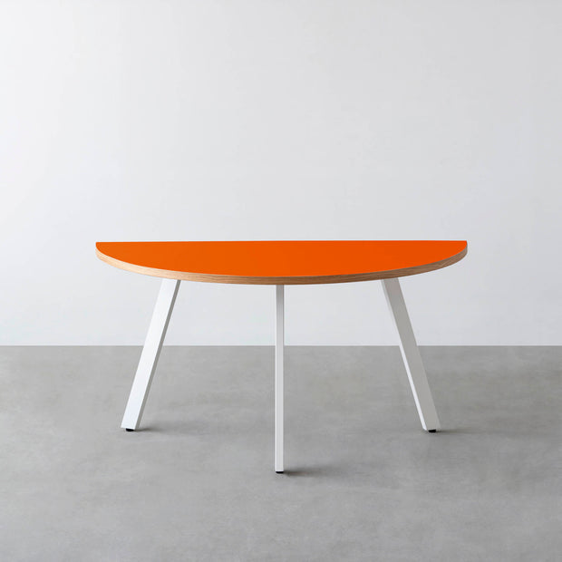 THE TABLE / 半円 × リノリウム 全32色 × White Steel