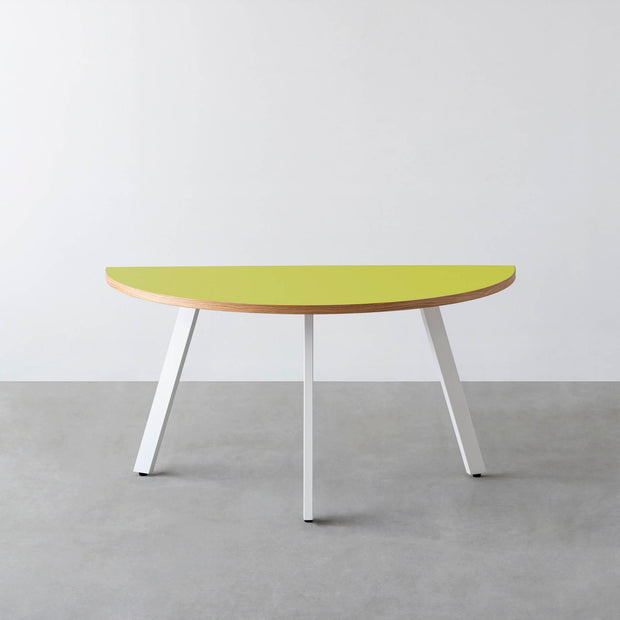 THE TABLE / 半円 × リノリウム 全32色 × White Steel