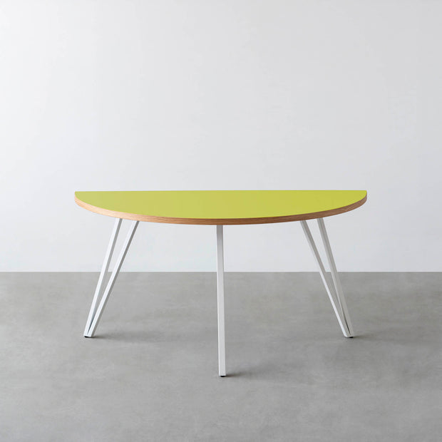 THE TABLE / 半円 × リノリウム 全32色 × White Steel