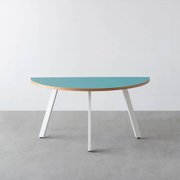 THE TABLE / 半円 × リノリウム 全32色 × White Steel