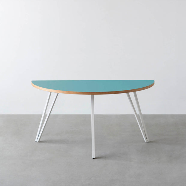 THE TABLE / 半円 × リノリウム 全32色 × White Steel