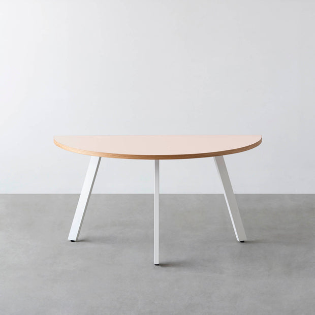THE TABLE / 半円 × リノリウム 全32色 × White Steel
