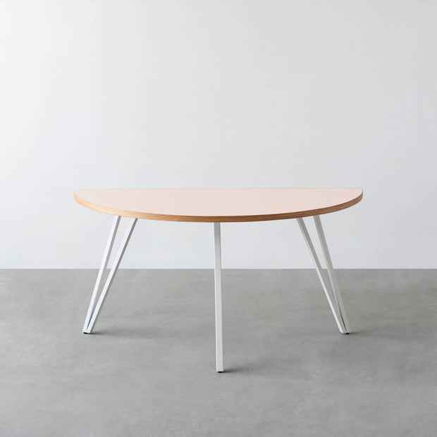 THE TABLE / 半円 × リノリウム 全32色 × White Steel