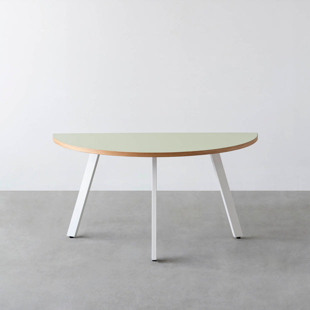 THE TABLE / 半円 × リノリウム 全32色 × White Steel