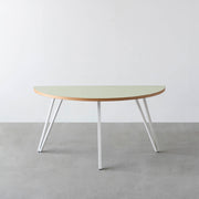 THE TABLE / 半円 × リノリウム 全32色 × White Steel