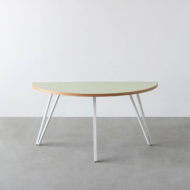 THE TABLE / 半円 × リノリウム 全32色 × White Steel