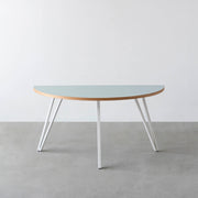 THE TABLE / 半円 × リノリウム 全32色 × White Steel