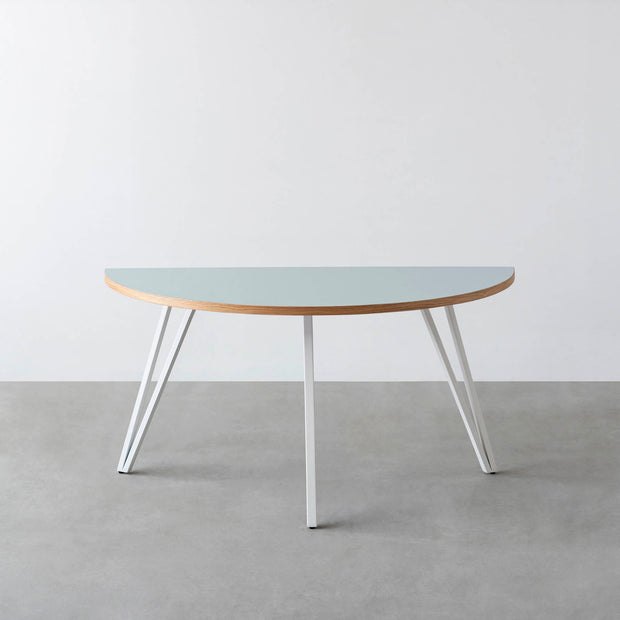 THE TABLE / 半円 × リノリウム 全32色 × White Steel