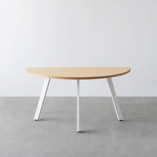 THE TABLE / 半円 × リノリウム 全32色 × White Steel