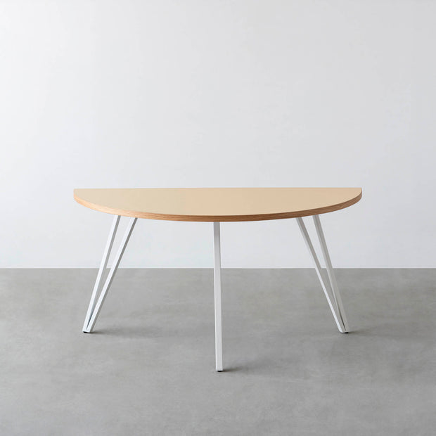 THE TABLE / 半円 × リノリウム 全32色 × White Steel