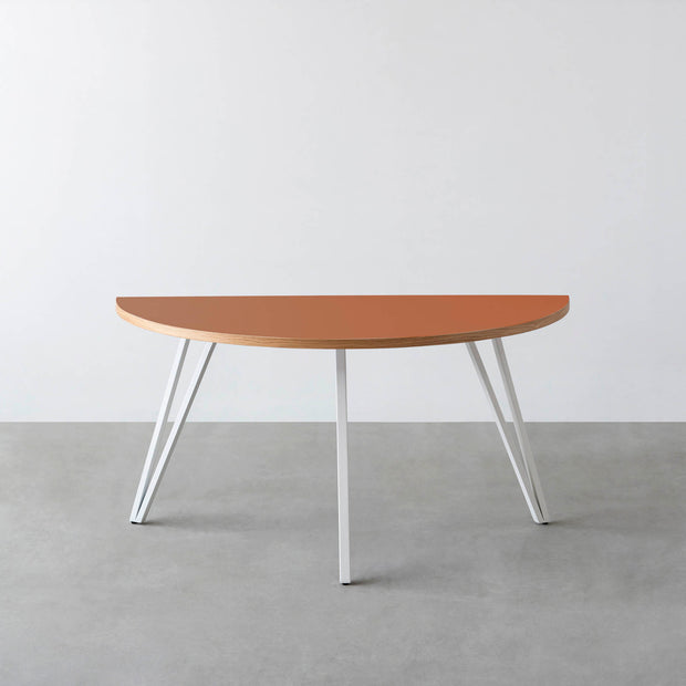 THE TABLE / 半円 × リノリウム 全32色 × White Steel