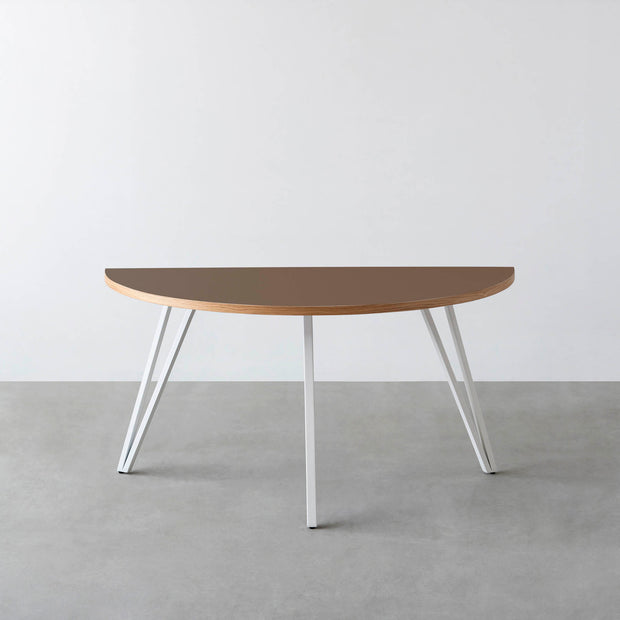 THE TABLE / 半円 × リノリウム 全32色 × White Steel