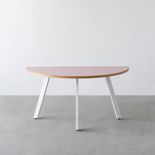THE TABLE / 半円 × リノリウム 全32色 × White Steel