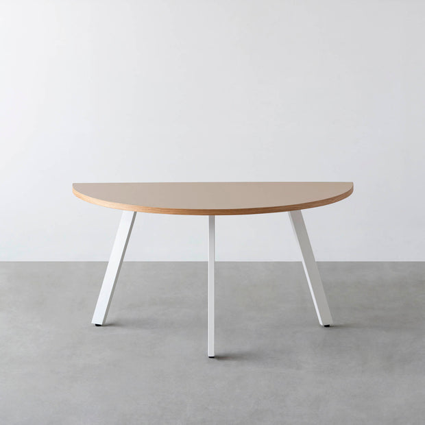 THE TABLE / 半円 × リノリウム 全32色 × White Steel