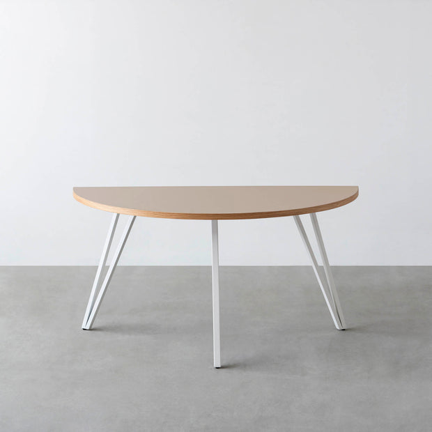 THE TABLE / 半円 × リノリウム 全32色 × White Steel