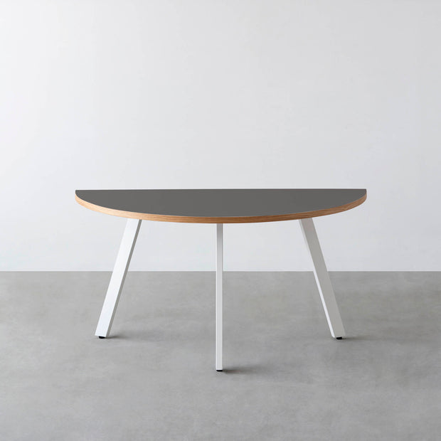 THE TABLE / 半円 × リノリウム 全32色 × White Steel