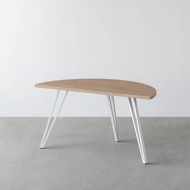 THE TABLE / 半円 × ラバーウッド × White Steel