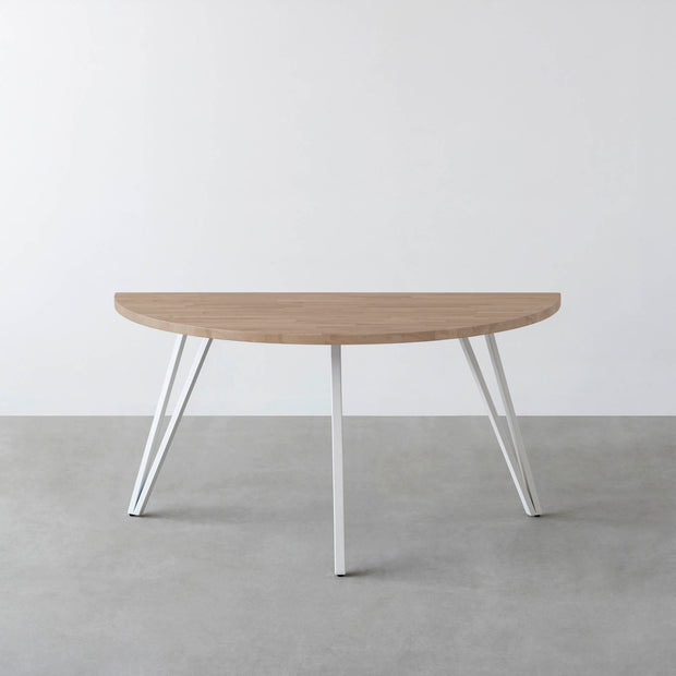 THE TABLE / 半円 × ラバーウッド × White Steel