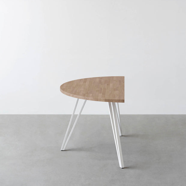 THE TABLE / 半円 × ラバーウッド × White Steel