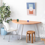 THE TABLE / 半円 × 無垢 レッドオーク × White Steel