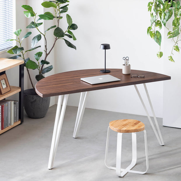 THE TABLE / 半円 × ウォルナット × White Steel