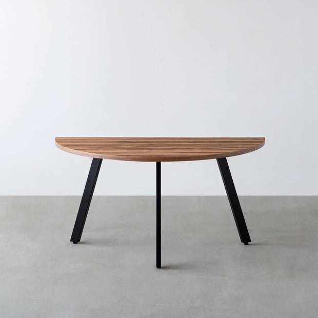 THE TABLE / 半円 × サテンウォルナット × Black Steel