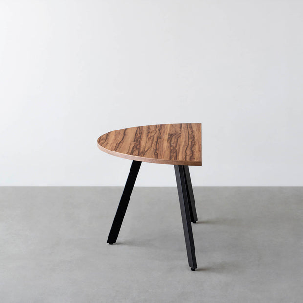 THE TABLE / 半円 × サテンウォルナット × Black Steel