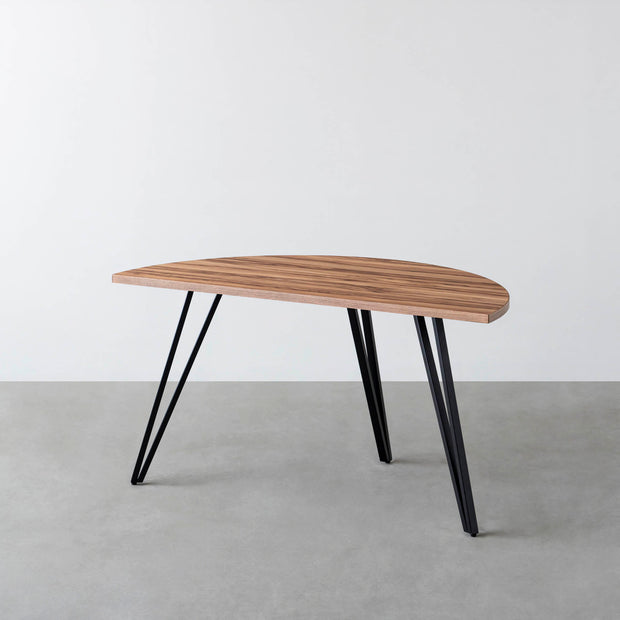 THE TABLE / 半円 × サテンウォルナット × Black Steel