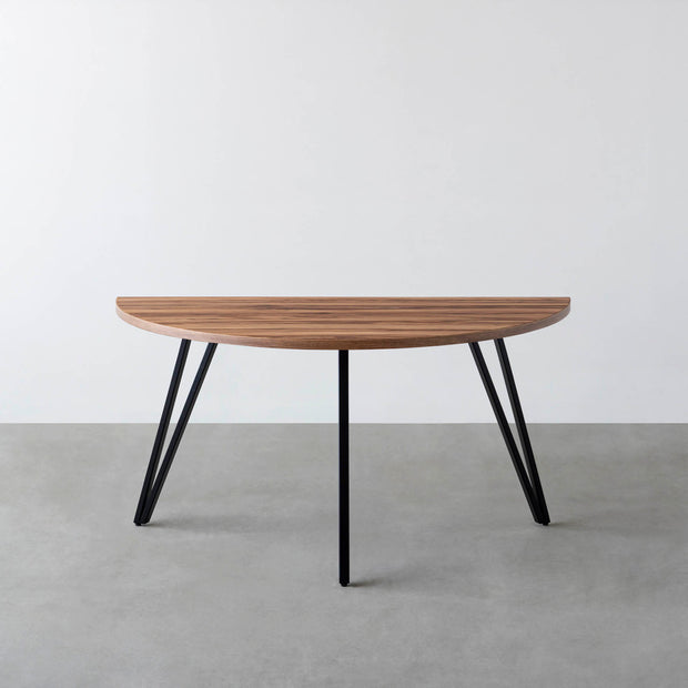 THE TABLE / 半円 × サテンウォルナット × Black Steel