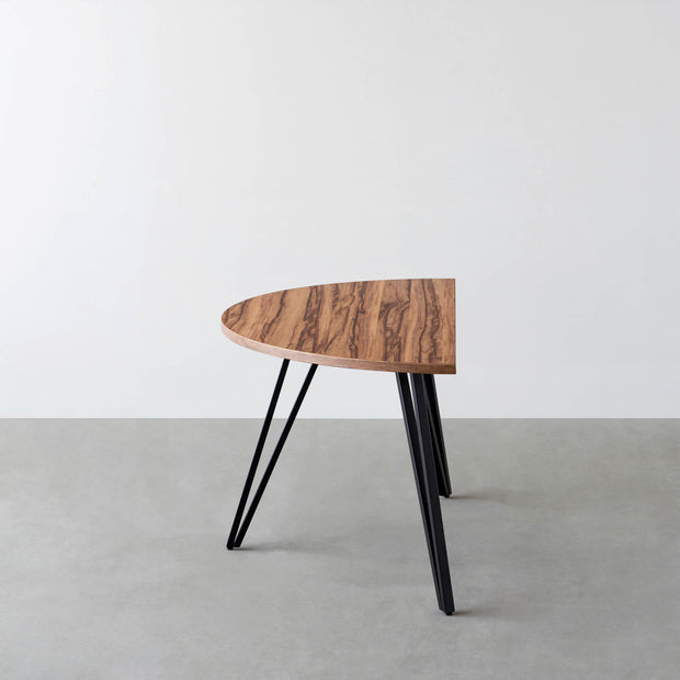 THE TABLE / 半円 × サテンウォルナット × Black Steel