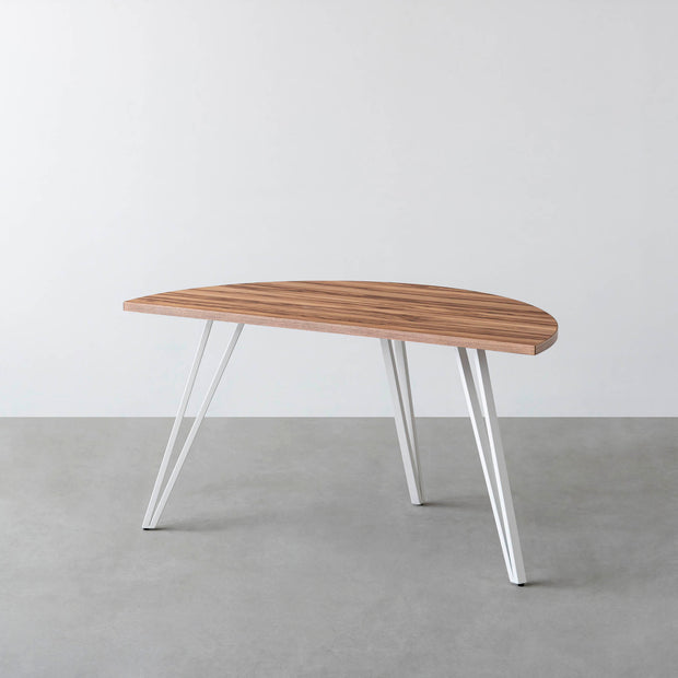 THE TABLE / 半円 × サテンウォルナット × White Steel