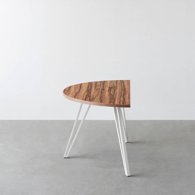 THE TABLE / 半円 × サテンウォルナット × White Steel