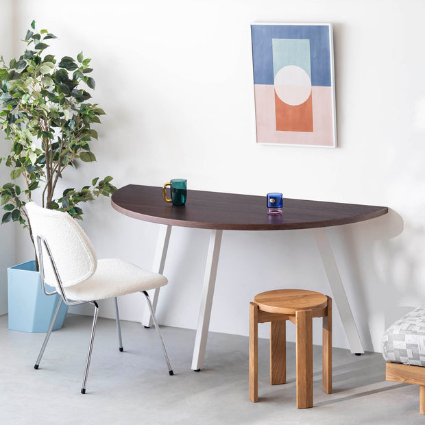 THE TABLE / 半円 × ウェンジ × White Steel