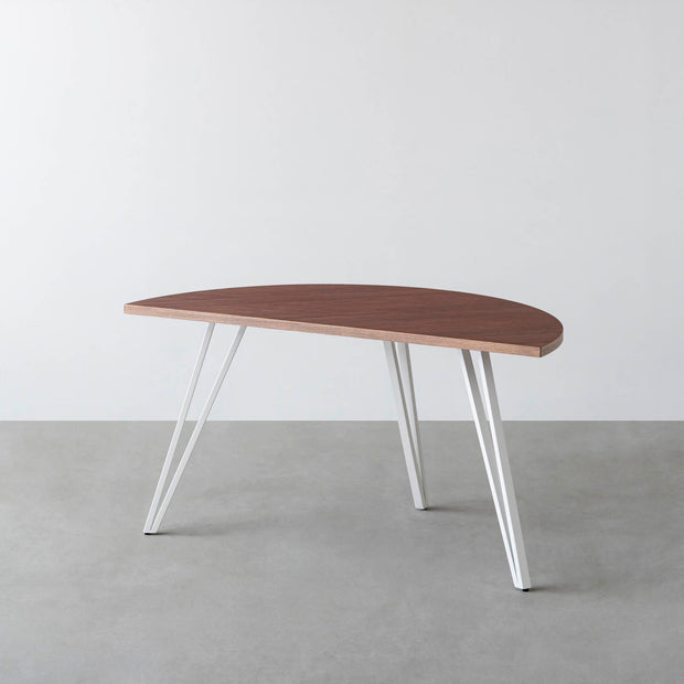 THE TABLE / 半円 × ブビンガ × White Steel