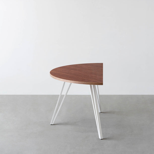 THE TABLE / 半円 × ブビンガ × White Steel