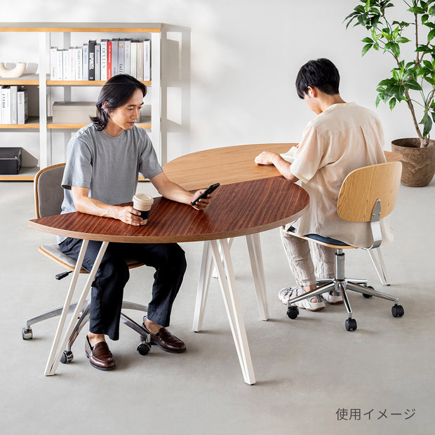 THE TABLE / 半円 × ラバーウッド × White Steel