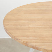 かなでもののラバーウッドAshGray天板とトライアングルホワイト脚3本を組み合わせたラウンド型のカフェテーブル（天板）
