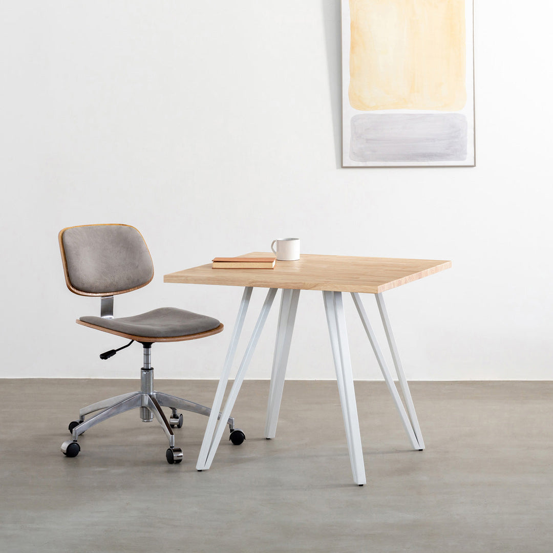 レトロ　四角形テーブル THE CAFE TABLE / ラバーウッド White Steel トライアングル 4pin