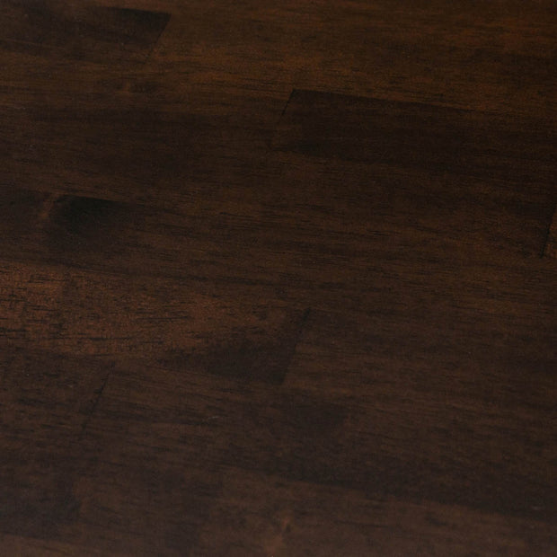 KANADEMONOのワイヤーバスケット付きのラバーウッド材ブラックブラウンカラー天板にマットホワイトのスクエア鉄脚を組み合わせたローテーブル（天板・クローズ）