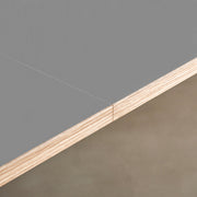 KANADEMONOのリノリウムAshオーク天板とマットブラックのスクエアバー鉄脚を組み合わせたシンプルモダンな大型テーブル（連結部分）