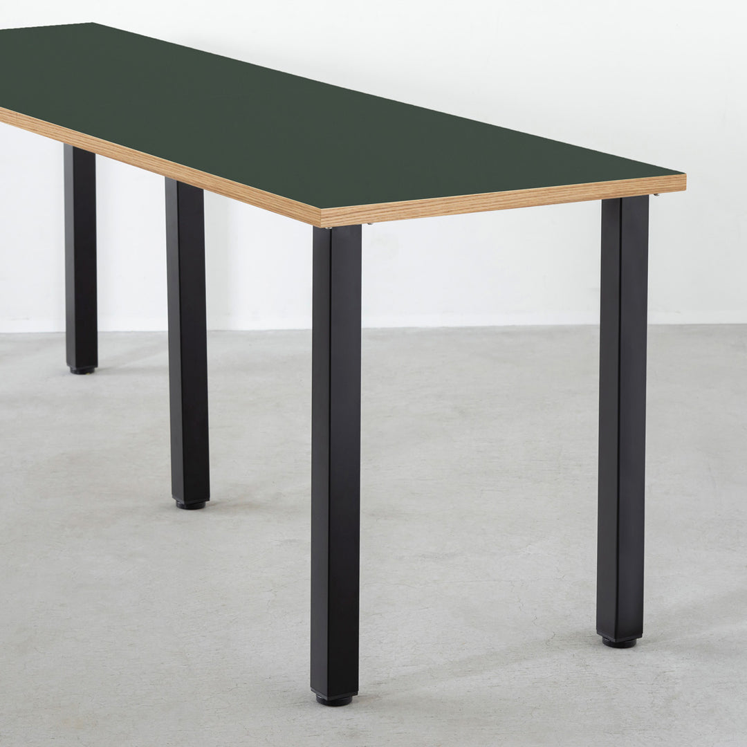 ブリンガ座卓厚さ約6㎝ THE TABLE / リノリウム グリーン系 × Black Steel × W181 - 300cm D40