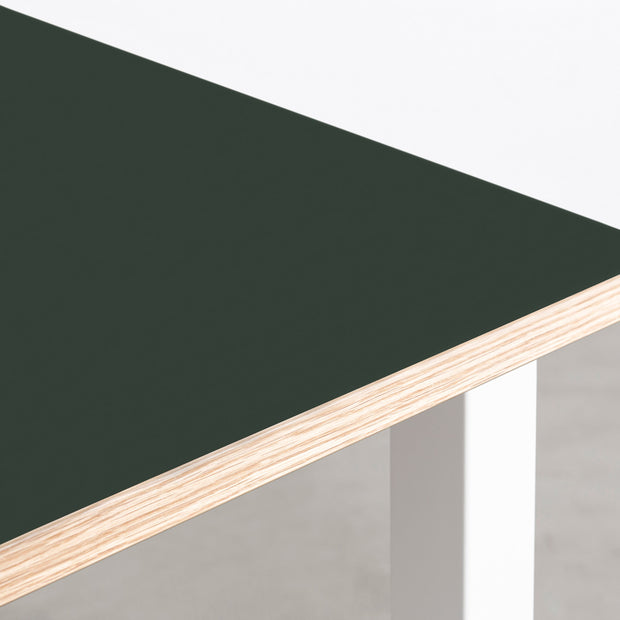KANADEMONOのリノリウムConifer天板とマットホワイトのスクエアバー鉄脚を組み合わせたシンプルモダンな大型テーブル（天板）