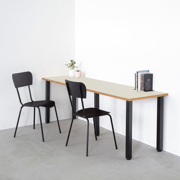 THE TABLE / リノリウム ベージュ・グレー系 × Black Steel × W181 - 300cm D40 - 69cm –  KANADEMONO