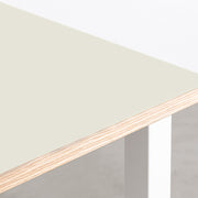 KANADEMONOのリノリウムMushroom天板とマットホワイトのスクエアバー鉄脚を組み合わせたシンプルモダンな大型テーブル（天板）