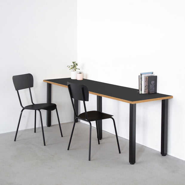 THE TABLE / リノリウム ブラック・ブラウン系 × Black Steel × W181